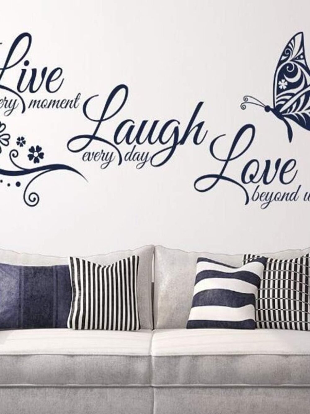 Live Love Laugh Family Inspirational Quotes Wall Stickers, Black